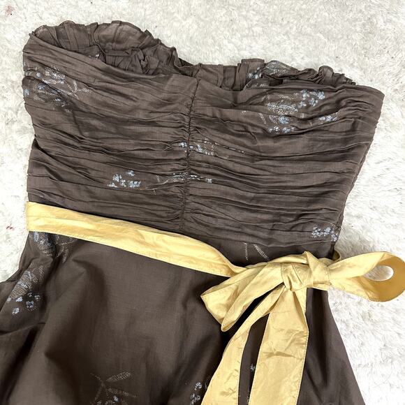 Anthropologie Odille Strapless Pleated Peppermint Tea Dress 4P 4 Petite SP PS - Picture 4 of 10